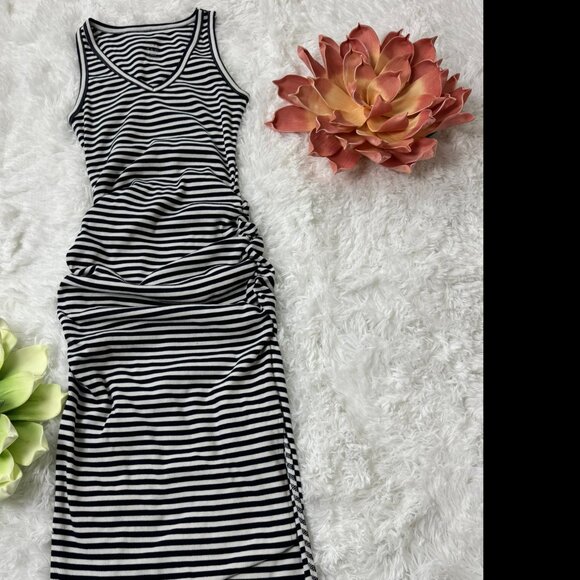 ✨ A New Day Target Women’s Rib Knit Side Ruched Dress Navy Blue XS - Like New! - Picture 3 of 7